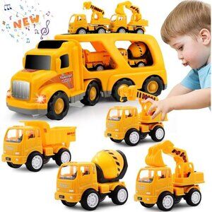 Construction Truck Toddler Toys Car:Toy for 3 4 Year Old Boy 5 in 1 Carrier Toys